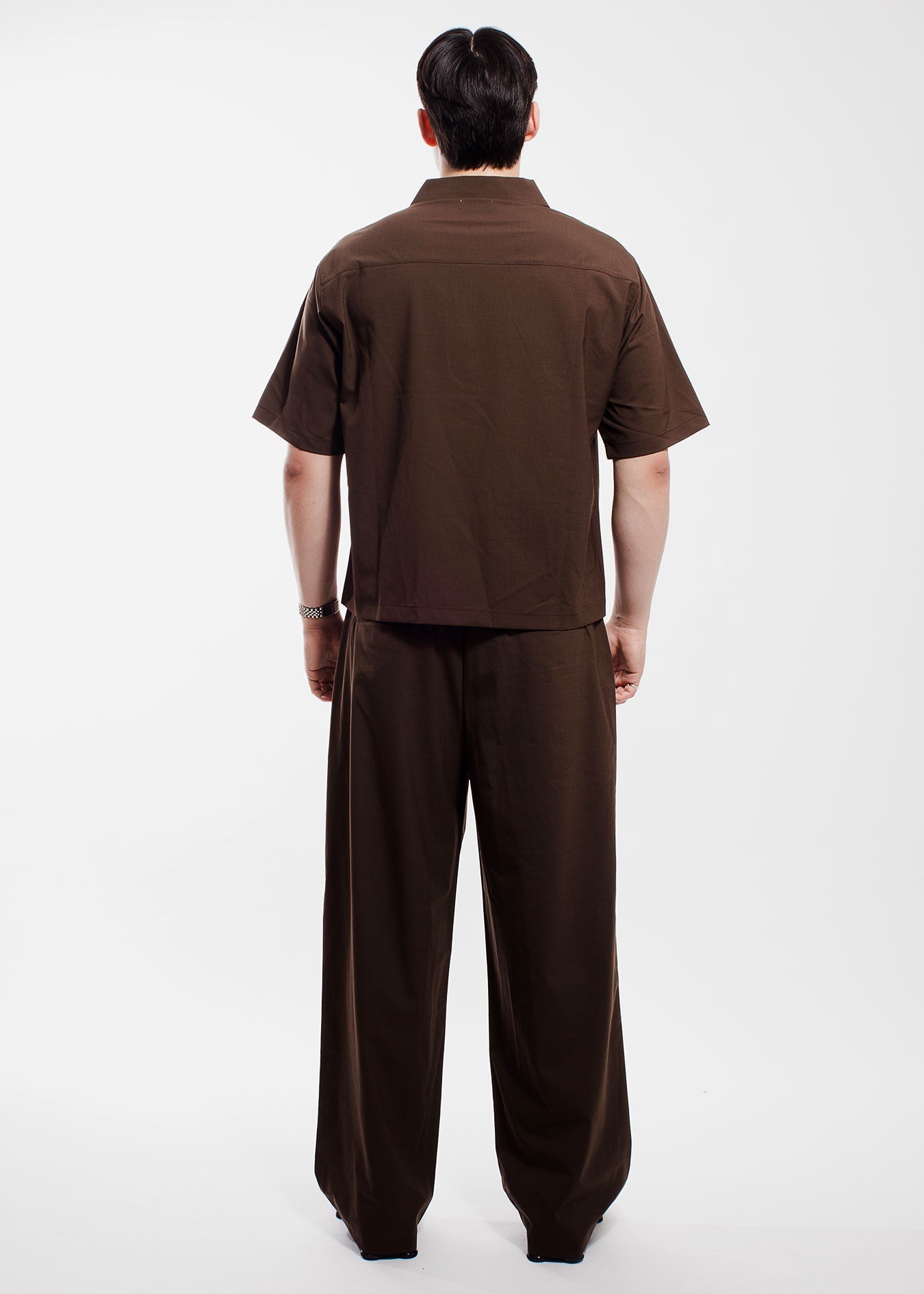 Quarter Zip Polo, Brown Shirts- SLICE TOWN