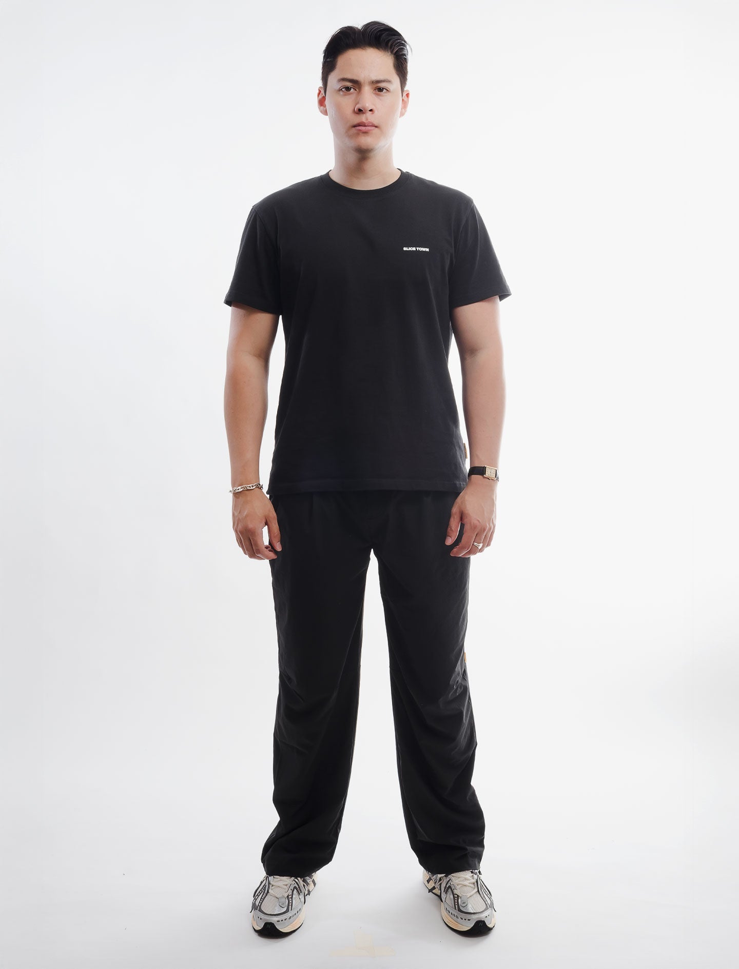 Regular Fit Tee, Black T-shirt - SLICE TOWN