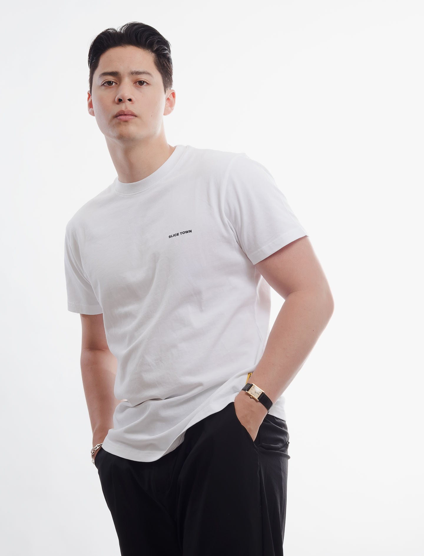 Regular Fit Tee, White T-shirt - SLICE TOWN