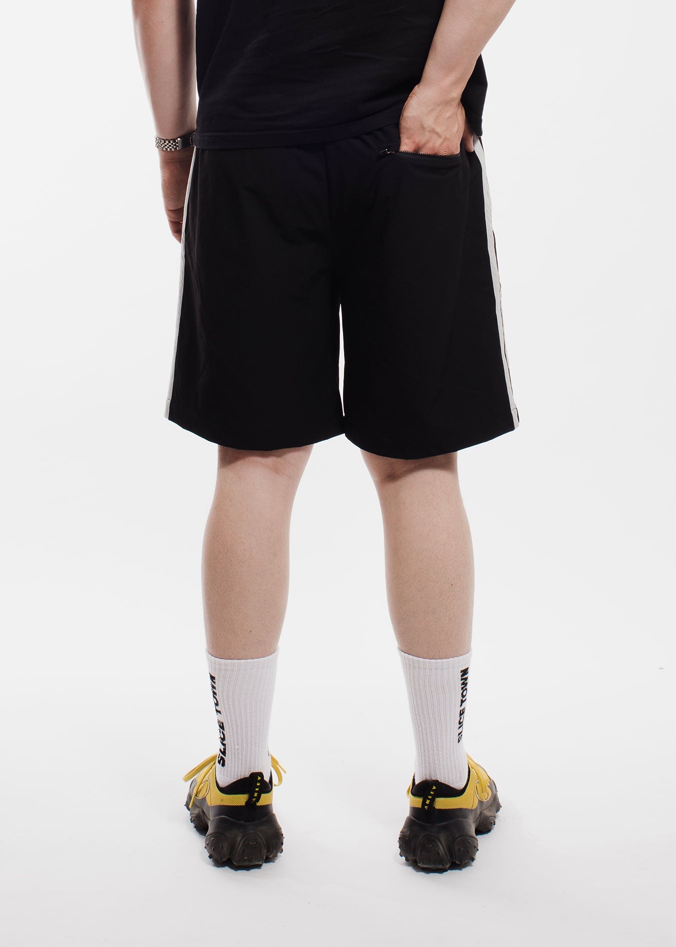 Retro Sports Shorts, Charcoal Shorts- SLICE TOWN