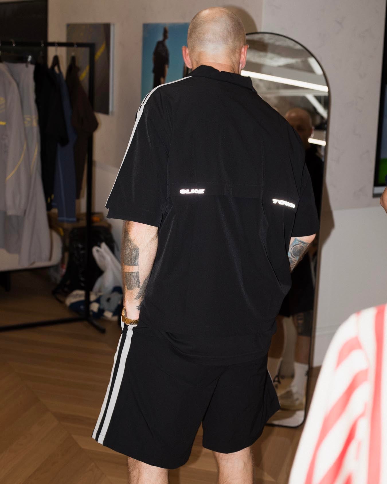 Short Sleeve Windbreaker, Charcoal Tops- SLICE TOWN